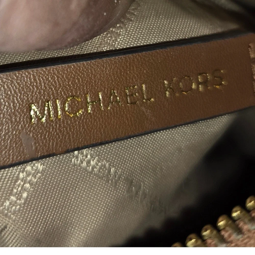 Michael Kors Monogram Satchel Crossbody Bag Brown Cream 35F1C8AS1B